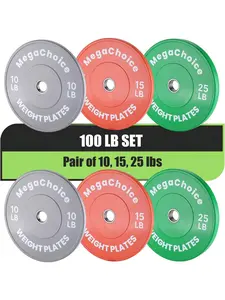 Multicolor 2-Inch Rubber Weight Plates 37.5 LB 100LB,160LB 210LB 300 LB Set Options– Weight Plates For Barbell,CrossFit & Strength Training