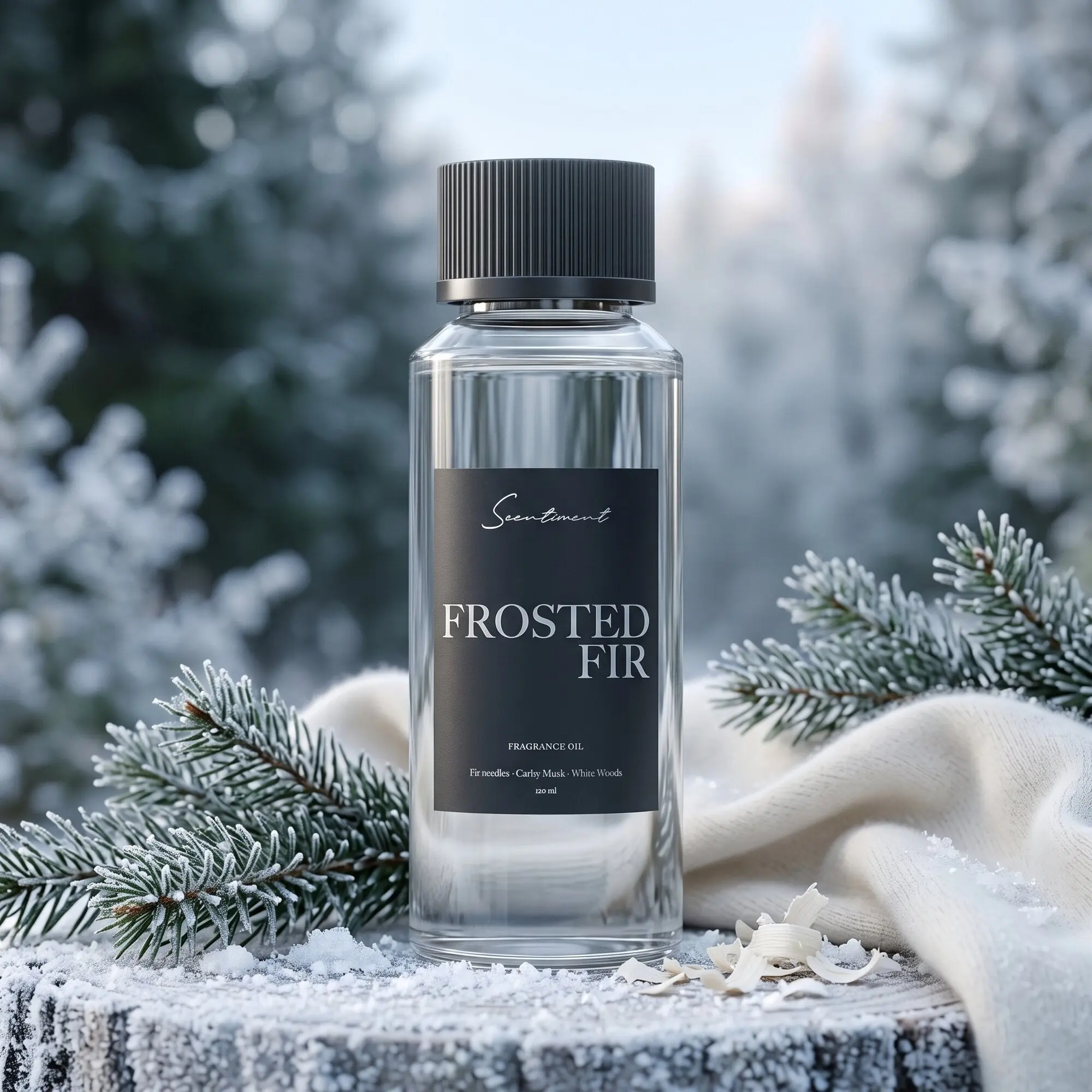 SCENTIMENT Frosted Fir Fragrance Oil - Refreshing & Elegant Winter Scent with Fir Needles, White Woods, and Carby Musk - Long-Lasting & Perfect for Holiday Season