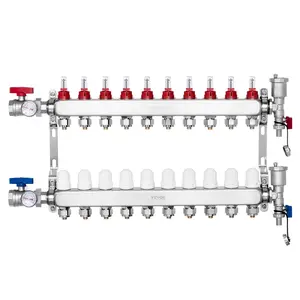 【Father's Day gift】VEVOR 10-Branch Radiant Heat Manifold, 1/2" PEX Tubing Manifold, Stainless Steel PEX Manifold for Hydronic Radiant Floor Heating, Radiant Heat PEX Manifold Kit with 1/2" Adapters Included