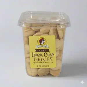 Buc-ee's Mini Lemon Crisp Cookies - 8oz Resealable Tub, Made in the USA, Perfect for Snacking & Road Trips