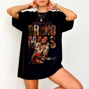 Bruno The Hooligans Unisex Tee, 24K Magic Romantic Tour Vintage Guitar Performance Collage Graphic Shirt, Gift for Music Lovers