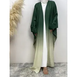 ArabicClothing-OmbreBatwingSleeveOpenFrontAbayaWithoutDress&Hijab,ModestLongSleeveMaxiAbayasforDailyWear,Women'sIslamicClothingforFall&Winter