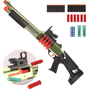 JH2027 XM1014 Golden Soft Dart Toy with 20 Darts & 6 Reusable Shells Stylish Gold Design for Outdoor Team Games Birthday Christmas Gift