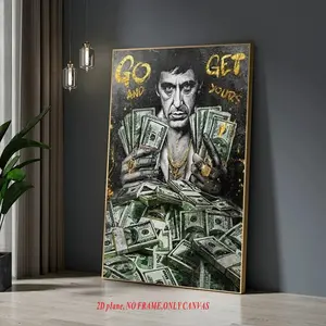 Tony Montana Scarface Inspirational Quote Canvas Print, 1pc Dollar Money Cash Themed Wall Art, 2D Unframed Poster for Bedroom, Office & Home Decor