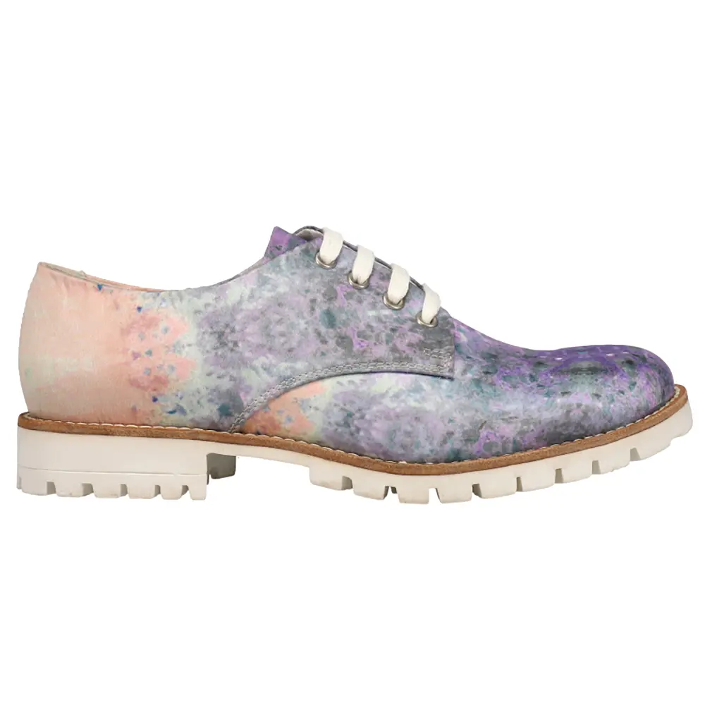 BRONX Womens Neon Trees Oxford Lace Up Flats Casual - Pink