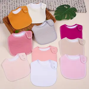 10 Pack Cotton-Satin Baby Bibs – Soft, Breathable & Absorbent Feeding Cloths with Adjustable Snap, Multi-Color Unisex Bibs for Boys & Girls