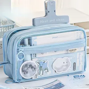 Transparent Pencil Case Multi-purpose Large Capacity Multi-component Stationery/cosmetic Storage Device, Portable Design Suitable for School Student Office Teenagers Men and Women Pencil Bag