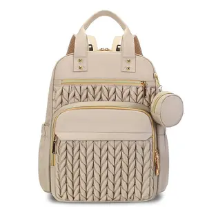 Luxury Diaper Bag Backpack for Moms, Large Capacity Unisex Baby Travel Bag with Insulated Bottle Pockets, Waterproof & Stylish