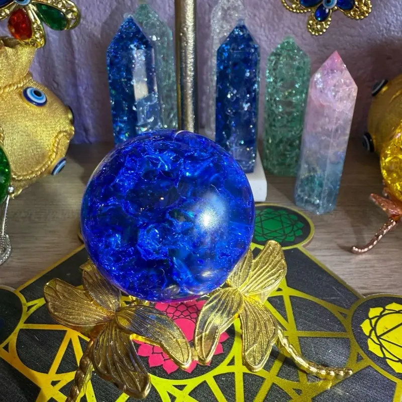 Blue Crackle Quartz Sphere – Stone of Energy, Transformation & Amplified Healing