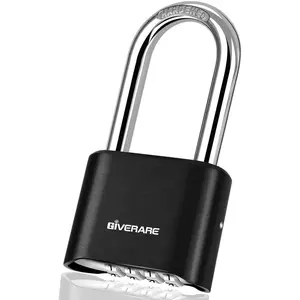 4-Digit Combination Lock, Heavy Duty Padlock Metal, Outdoor Alloy Locks with Long Hardened Steel Shackle, High Security Weatherproof Large Padlocks for School, Locker, Fence, Gate, Hasp, Case-Black