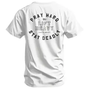 Pray Hard. Lift Heavy. Stay Deadly. Men's T-Shirt