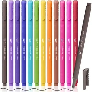 Colored Fineliner Pens, 12 Pack, 0.4mm, Ergonomic Triangular Barrels, Smooth Writing Pens for Journaling, Note-Taking, Coloring, Sketching, Planning & Art Projects