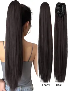 28 inch Clip in Ponytail Long Straight Synthetic Hair Ponytail Natural Look Smooth Straight Heat Resistant Fiber Hair Pony Tail Clamp on Ponytail Claw Clip Long Pony Extension For Women Daily Use Synthetic Extensions Synthetic Soft Hairpieces
