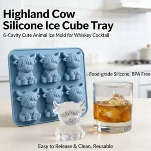 Highland Cow Silicone Ice Mold for Soft Drinks, Coffee, Soda, Durable and Reusable, Perfect for Home Use, Easy to Clean