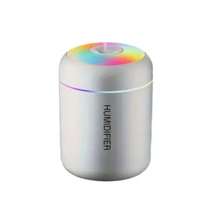 Mini portable humidifier, suitable for both bedrooms and desktops, with a colorful circulating light. The fog volume is adjustable in two Settings. It operates extremely quietly and is suitable for use in offices, homes, and cars.