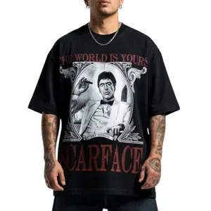 Menswear Scarface Graphic T-Shirt - Short Sleeve, Round Neck, Casual, Classic, Medium Length Summer Top with High-Quality Fabric, Perfect Gift Design