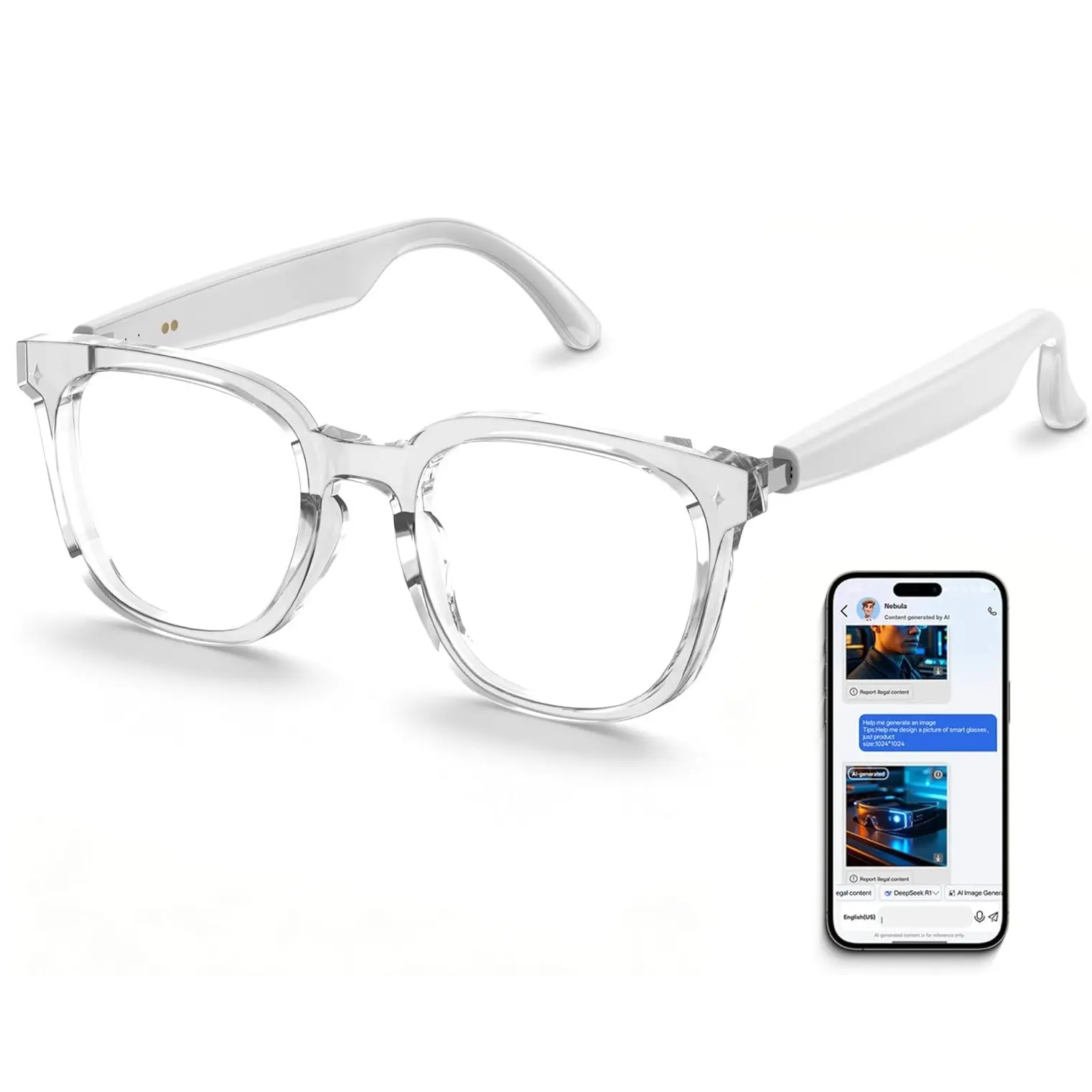 AI Smart Glasses, Bluetooth Glasses for Men & Women, Open-Ear Music & Calls | Touch Control,Voice Assistant,Audio Recording,Real-Time Translation,35g Lightweight for Business Meetings, Travel & Daily Use