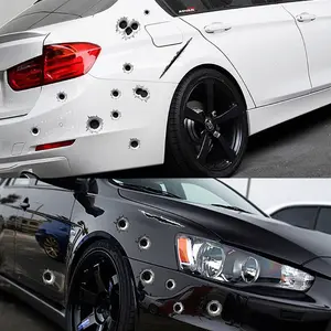 Car Styling 3D Decals Emblem Symbol Creative Personalized Stickers Rear Side Decal Fake Bullet Hole Gun Shots Funny Car Helmet Stickers