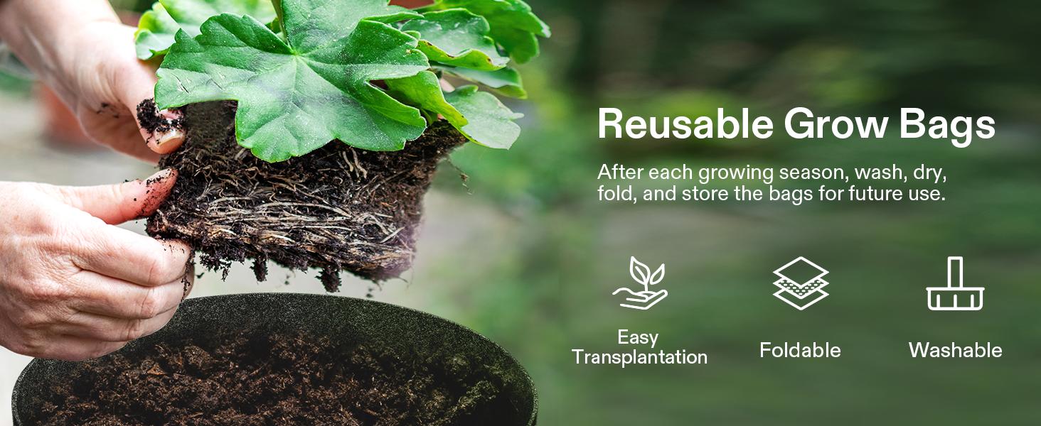 VIVOSUN 5-Pack Grow Bags, Heavy Duty Thickened Nonwoven Fabric Pots with Handles,Black VIVOSUN 5-Pack Grow Bags, Heavy Duty Thickened Nonwoven Fabric Pots with Handles,Black