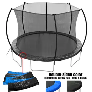 12FT 14FT Trampoline (Double-side color pad) , Trampoline for Kids and Adults with Enclosure Net and Ladder,Curved Fence Pole Heavy Duty Round Trampoline with Enclosure
