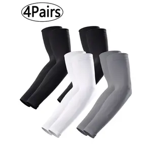 4 pairs of arm sleeves, for men and women, for sports cooling, compression, UV protection, summer clothing arm sleeves, Halloween costumes, men's black sleeve gifts, Arm Sleeves Volleyball