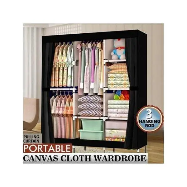 71" Large Size Non-Woven Fabric & Plastic Portable Wardrobe Closet - Steel Tube Clothes Rack with Tool-Free Assembly Shelf, Dustproof Waterproof Closet Storage for Folded Clothes, Black Home Organizer