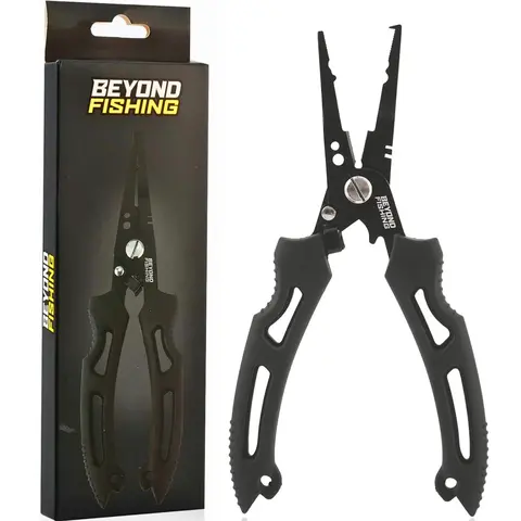 Beyond Braid QuickRig 7in Fishing Tackle Pliers - Multifunction Stainless Steel Split Ring Tool with Line Cutter, Crimper, Corrosion Resistant, Spring Loaded Design