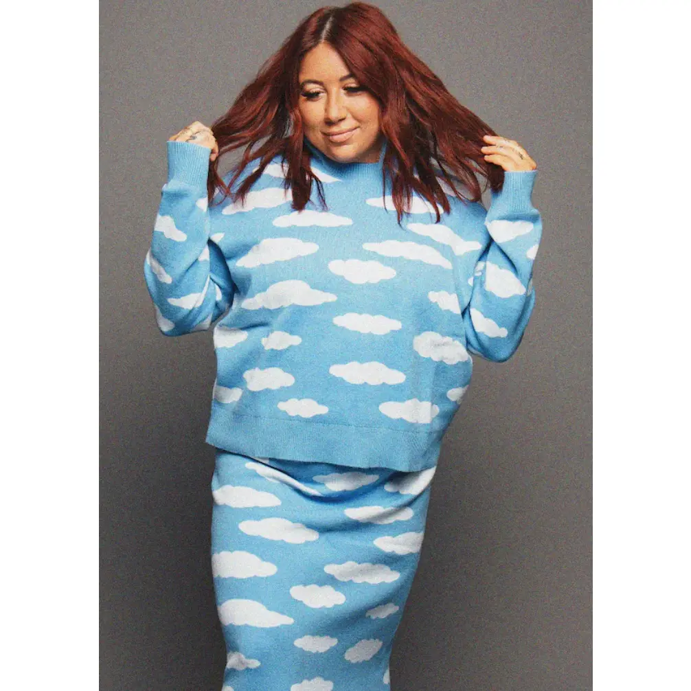 Silver Lining Cloud Print Sweater