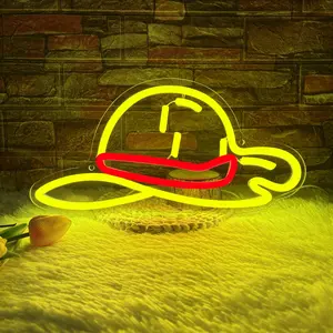 Stylish Straw Hat-Shaped Neon Light — A Compact and Fun LED Wall-Mounted Neon Decor Piece, Perfect for Adorning Rooms and Shop Walls (USB Powered)