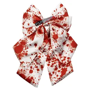 Blood Splatter Knife Satin Hair Bow Clip