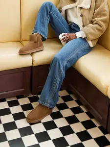 Women’s Genuine Suede Snow Boots | Faux Fur Lined Water-Resistant Winter Booties | FuzzyClassic II Low Warm Shoes