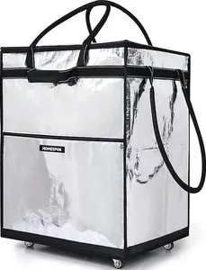 HOMESPON Heavy-Duty Reusable Grocery Bag on Wheels – with Storage Organizer Compartments, Rolling Shopping Cart Tote for Groceries, Market & Daily Errands
