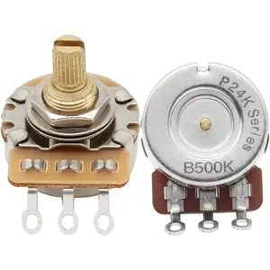 2 count B500K Linear Pots 15.5mm Short Split Shaft Guitar Potentiometer, 24-Spline