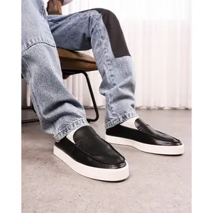 Saint Morta Hemisphere Leather Slip On Loafer Black/White