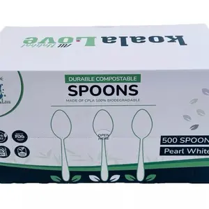 500 Compostable Spoons 7" Biodegradable Eco Friendly USA Made Heat Resistant