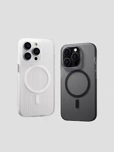 Case Daddy Collection MagSafe Compatible iPhone 13-16 Pro/Pro Max Black/White Clear Slim Fit Protective Casing with Anti-Slip & Anti-Fingerprint Surface