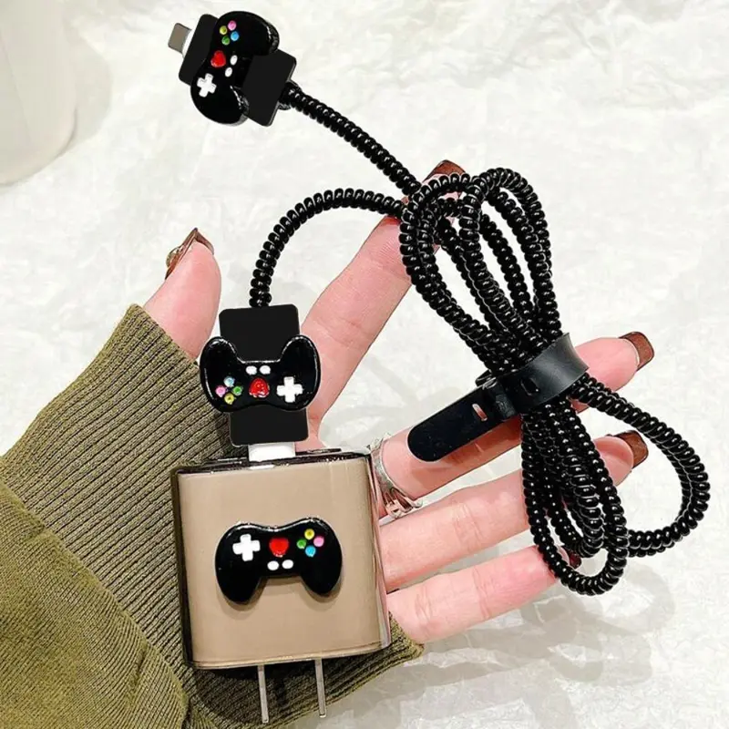 Game Console Design Cellphone Charger Protective Case, Anti-breakage & Anti-dirt Charging Data Cable Cord Protector, Decorative Charger Cover Compatible with iPhone 20W Charger, Smartphone, Cell Phone Accessory