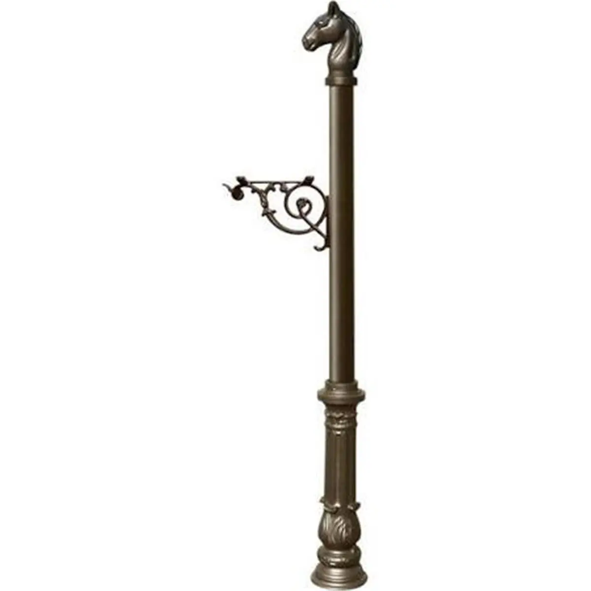 Lewiston LPST-701-E1-BZ E1 Economy Mailbox System with Ornate Base & Horsehead Finial, Bronze