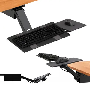 KT2 Keyboard Tray Under Desk Adjustable Height - Standing Desk Keyboard Tray Sit Stand Keyboard Drawer under desk slide out best Under Desk Keyboard Tray slide out with Mouse Pad keyboard holder