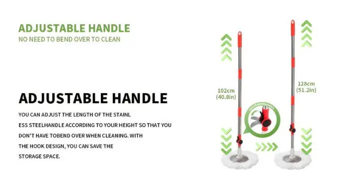 360° Spin Mop and Bucket Set for Floor Cleaning, 61in Adjustable Handle, 3 Microfiber Replacement Heads, Bucket & Brush, Shop Floors Spin Mopping Supplies