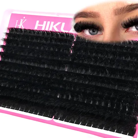 HK Hiklasy 300D D+ Curve Wispy Lash Cluster False Eyelashes, 10-18mm Dense Volumized, 280pcs Reusable Matte Black Cosmetic, Makeup Eyelash Extensions for Adults’ Salon Use, No Plastic Feeling Dramatic Lashes