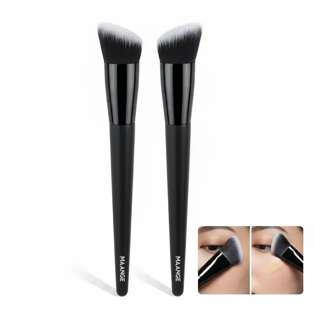 Triangle Thumb Concealer Brush 2-Pack Bundle, Black ABS Plastic Handle with Microfiber Bristles, Metal Frame, Youth Makeup Tool for Concealer and Foundation, Face Makeup Brush, Synthetic Makeup Brushes, Make Up Tools