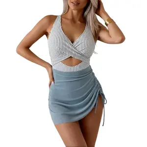 Women's One Piece Swimsuits Tummy Control Cutout High Waisted Bathing Suit Wrap Tie Back 1 Piece Swimsuit