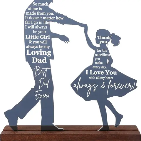 Dad Gifts from Daughter for Birthday Father's Day Christmas Valentine's Day Easter Present - Meaningful Sentimental Dancing Acrylic Plaque Keepsake Desk Decor for Bonus Step Papa Daddy