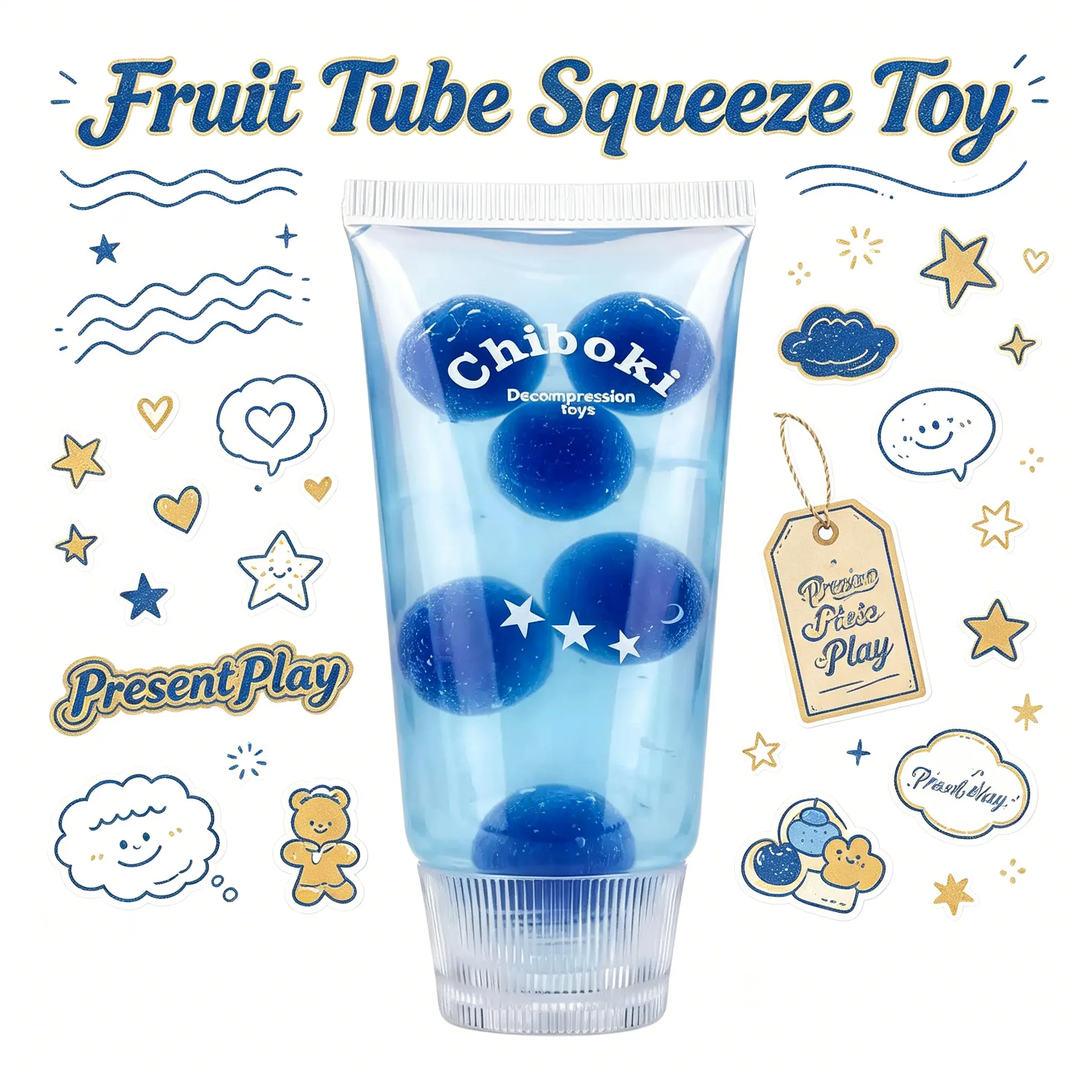 Glitter Green Clover Squeeze Toy Stress Relief Toothpaste Shaped Squishy Toy for Kids and Adults