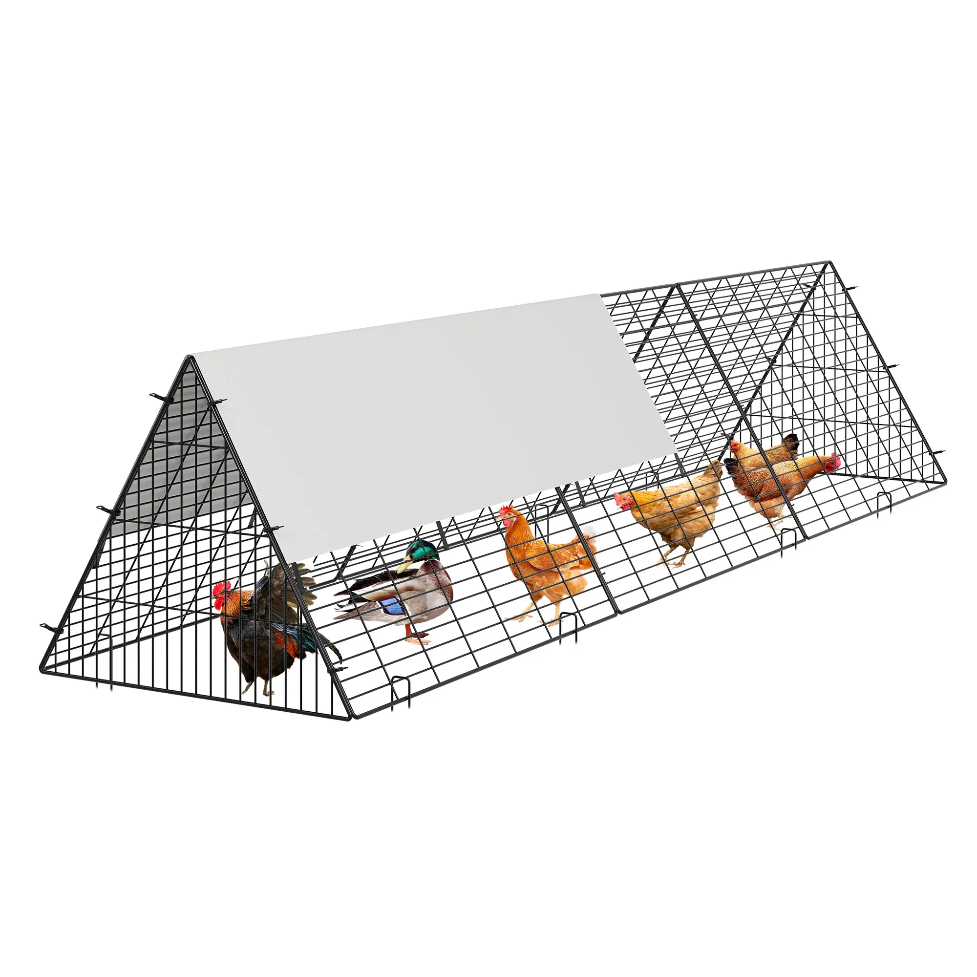 Heavy Duty Chicken Tunnel for Backyard, Outdoor Bird Ladder & Run with Waterproof Cover, Metal Poultry Tunnel for Ducks & Rabbits, Weather-Resistant Pet Exercise Pen with Ground Stakes, Secure Animal Foraging Run for Garden & Farm