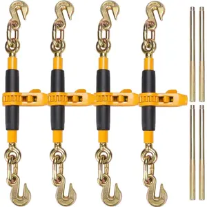 VEVOR 9215LBS 3/8 - 1/2 Ratchet Binders 9, 215 LBS Secure Working Load, G70 Hooks and Adjustable Length, for Grade 70-80 Chains, Tie Down, Hauling, Towing, 2-Pack, RedVEVOR Super Brand Day