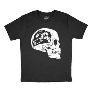 Youth Funny T Shirts Gamer Skull Sarcastic Video Games Graphic Tee for Kids Funny T Shirts Sarcastic Tops for Kid Funny Gamer Short Sleeve Novelty Tees for Kids Black -