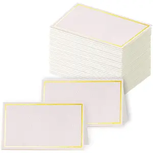 100 count  Place Cards, Small Table Cards with  Foil Border, Escort Cards, Name Cards, Wedding Place Cards for Wedding, Table, Dinner Parties, Seating Cards, 2" x 3.5"