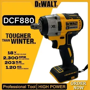 DEWALT DW880 Lithium Brushless Impact Wrench 10.8V~18V Detachable Tire High Torque High Speed Powerful Disassembly Tool m18 fuel Cordless Drill Set with Work Light